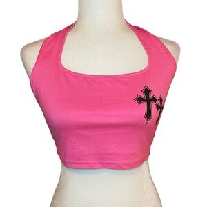 SHEIN Fuchsia Top with Black Label